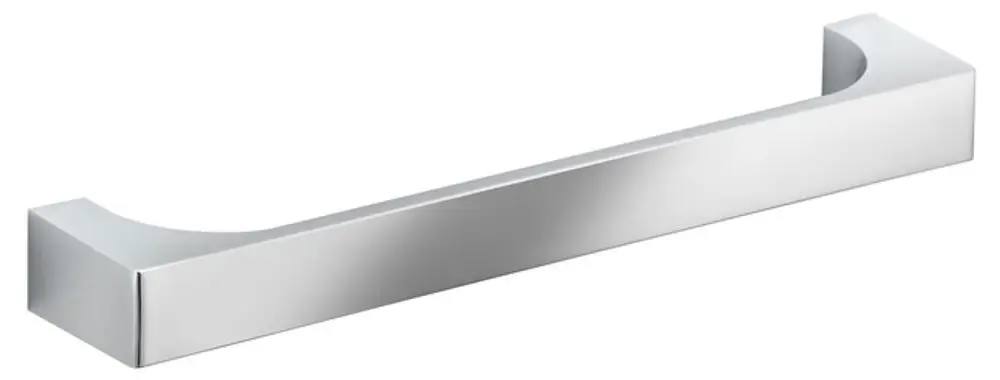 Haltegriff in glattem, silbernem Finish, hergestellt von Keuco. Langer, gerader Griff mit rechteckigen Enden, ideal für Badezimmer oder andere Anwendungen.